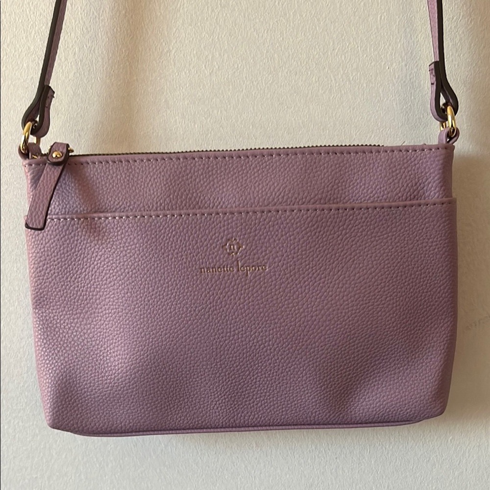 NWOT - Nanette Lepore Sleek Lavender Leather Crossbody Bag with Zipper Closure